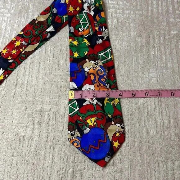 Vintage Warner Bros Looney Tunes Mania Christmas Holiday Tie - Picture 3 of 6